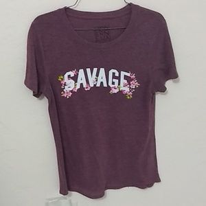 Really pretty dark purple/dark pink SAVAGE shirt